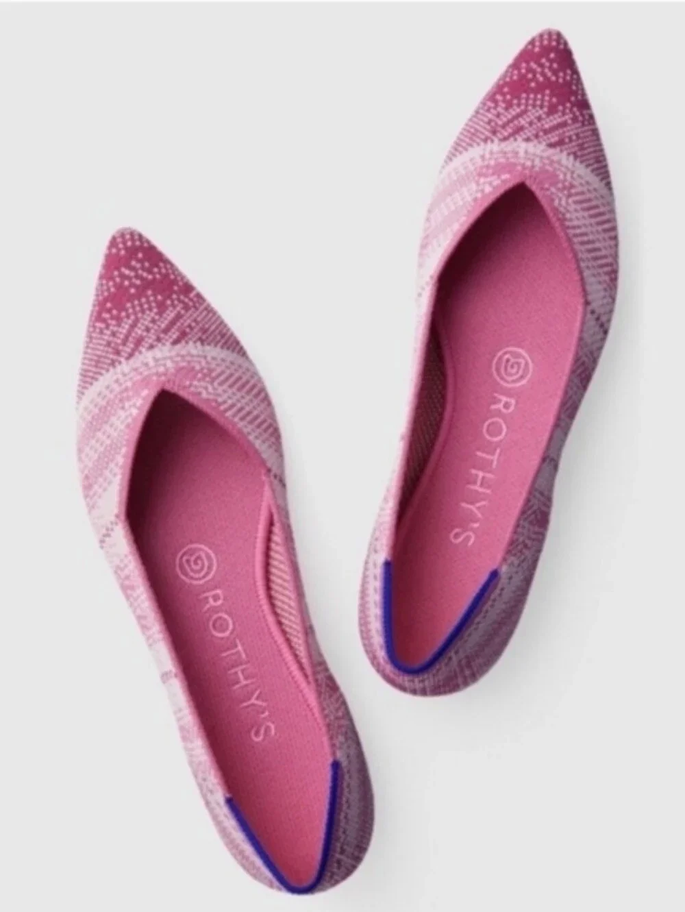 Rothy's The Point Rare Limited Edition Pink Plaid Breast Cancer Awareness Size 8